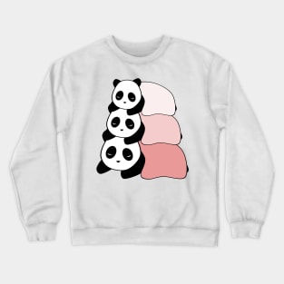 Sleepy Panda Stack (Pink, White Background) Crewneck Sweatshirt